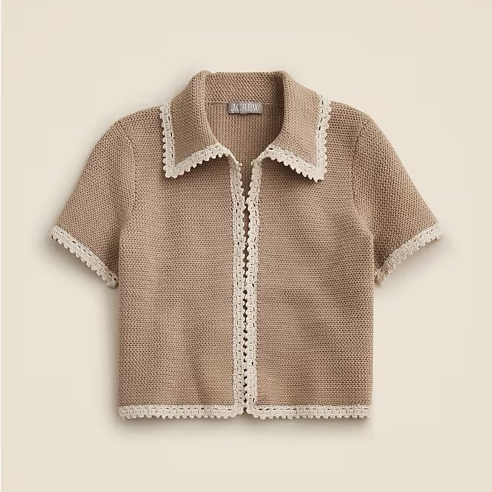 J. Crew Brown Crochet Accent Cardigan